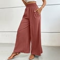 thumbnail image 6 of Laqbezok Women's High Waist Smocked Palazzo Pants, Wide Leg Casual Trousers, Loose Flowy Summer Beach Vacation Slacks, 6 of 7
