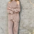 thumbnail image 4 of Womens 3 Piece Sets Holiday Knitted Homewear Sets for Women Sweater Cardigan and Turtleneck Tank Tops and Elastic Waist Pant Lounge Sets Casual Sleepwear Sets, 4 of 7