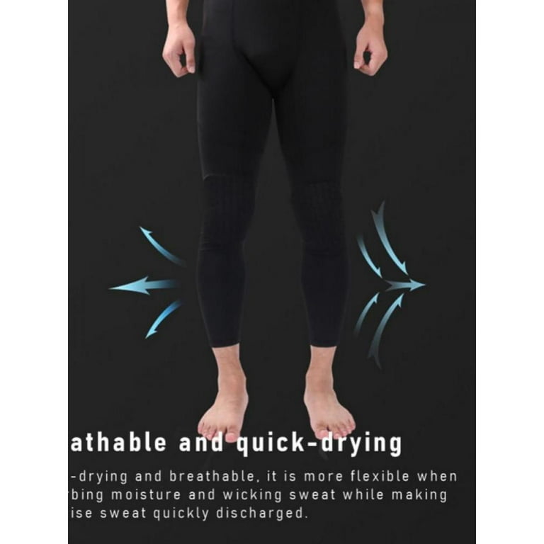 Men'S Fitness Quick-Drying Lycra Anti-Collision Sports Trousers Basketball  Tights Bottoming Knee Pads