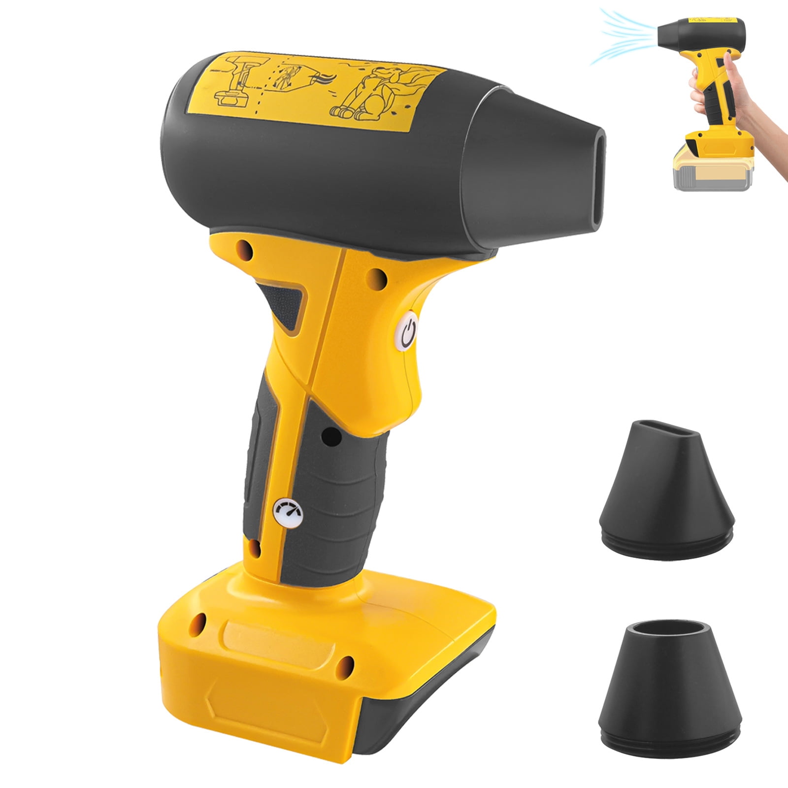 RUISINERY Small Leaf Blower Cordless Violent Fan Compatibles with 18-20V Battery 4 Adjustable Speeds for Car Drying and