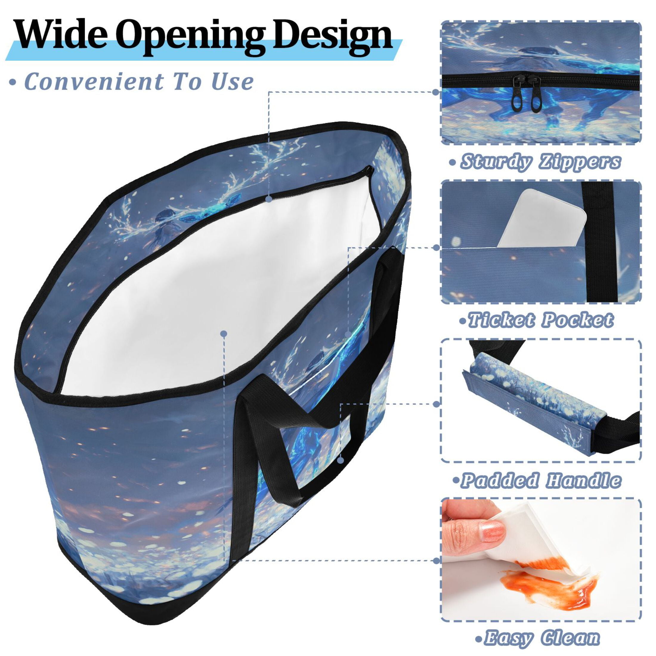 Large Hand-held Ice Pack Picnic Bag Insulation and Refrigeration Suitable for Shopping Picnics and Camping Beautiful Blue Elk