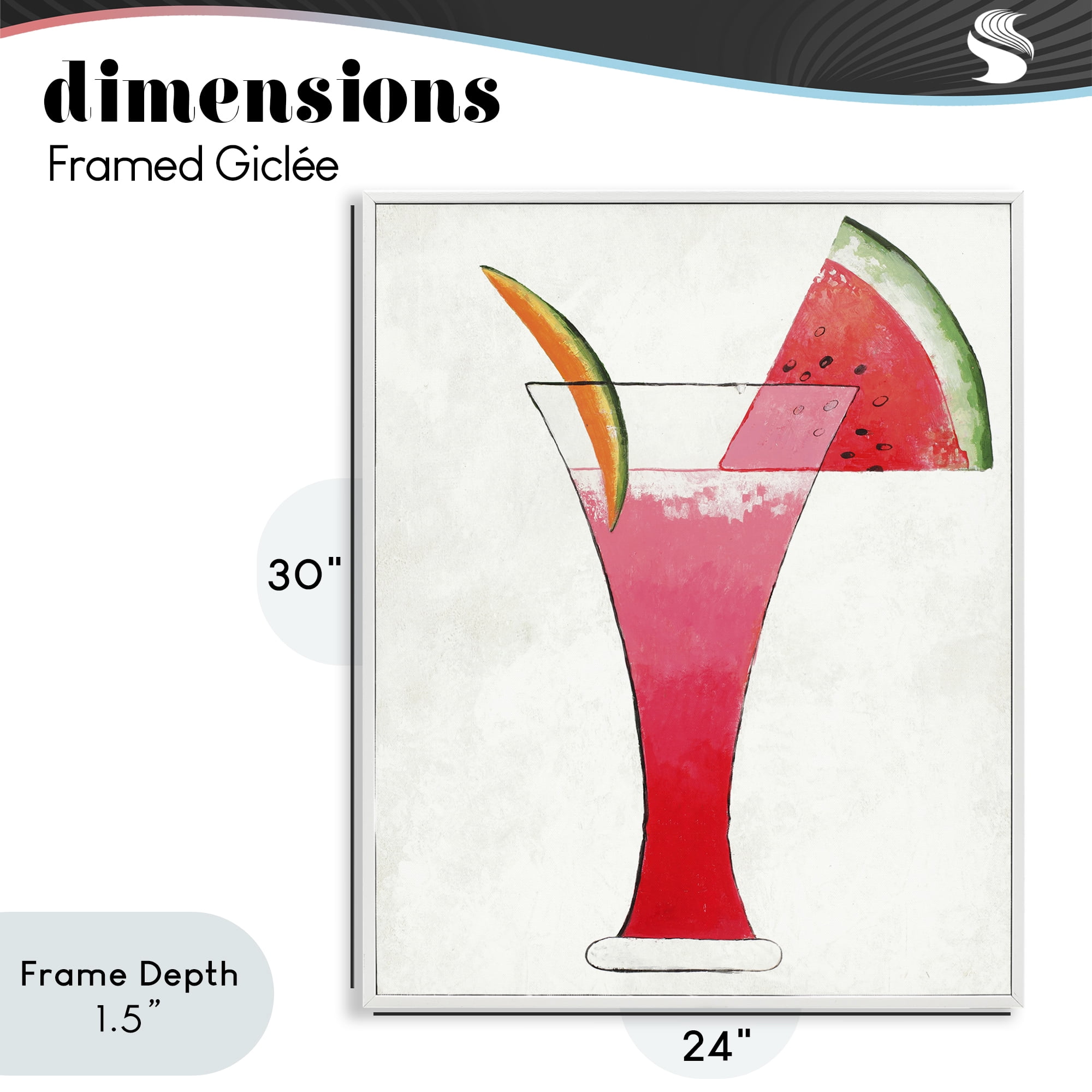 Stupell Industries Summer Cocktail Watermelon Slice White Framed Giclee Art, design by Lorenzo Collective