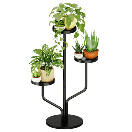 Bamworld Plant Stand Indoor Outdoor 3 Tier Iron Plant Stand Black Plant Display Stand Living Room Bedroom Decor