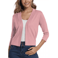 thumbnail image 1 of Cardigan Court à Manches 3/4 pour Femmes, Élégant Boléro pour Femmes, Rose, TTG, 1 of 7