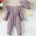 thumbnail image 4 of YWDJ Boys Outfit Sets 3-18 Months Baby Bow Crawler Boys Girls Ruffle Bodysuit Baby Bodysuit With Hat Purple 9 Months, 4 of 9