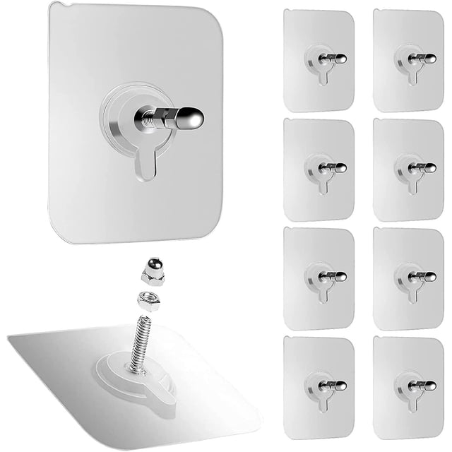 10 tornillos adhesivos para pared, clavos para colgar, pegatinas sin tornillos impermeables sin perforación para colgar ganchos de tornillo adhesivos resistentes para montaje en pared sin rastro