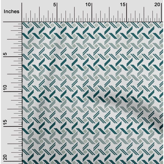 oneOone Organic Cotton Poplin Twill Fabric Line|Diamond & Triangle Geometric Print Fabric By The Yard 42 Inches Wide