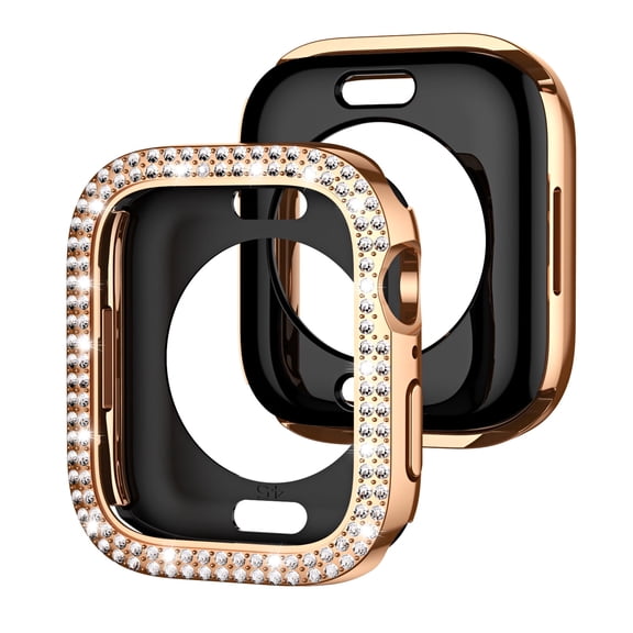 Case for iWatch Series 6/5/4/SE 40mm, Bling Sparkly Diamond Rhinestones Support Wireless Charging No Screen Protective Heavy Duty Protection for Apple Watch Series 6/5/4/SE 40mm, Rosegold