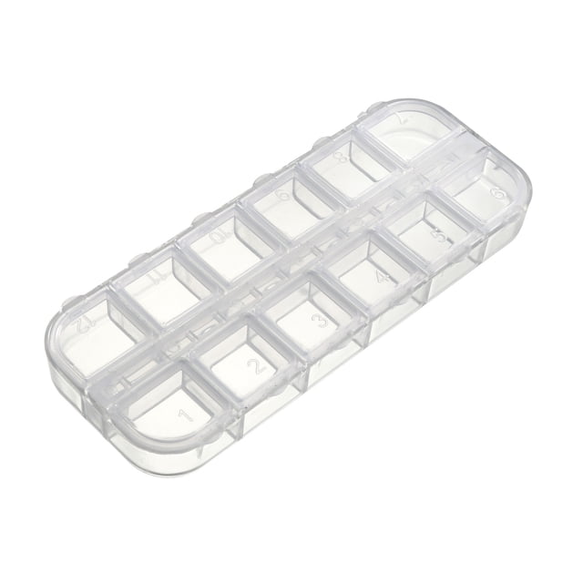 Caja de Almacenamiento de Componentes PS Fija 12 Rejillas Blanca Transparente 130x52x15mm 2 Pcs