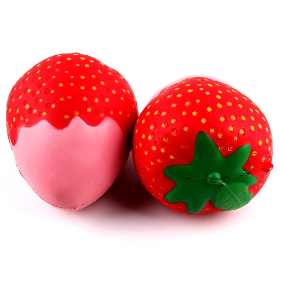 Strawberry Squishy 2-Pack–So Slow Rising You Won't Believe It! Super Soft Stress Relief Toys,Sweet Scented 4.5 Inches Each (Pink Strawberry)