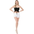 thumbnail image 6 of MixMatchy Women's Sexy Frill Knot Front Knit Strapless / Strap Tube Crop Top, 6 of 6