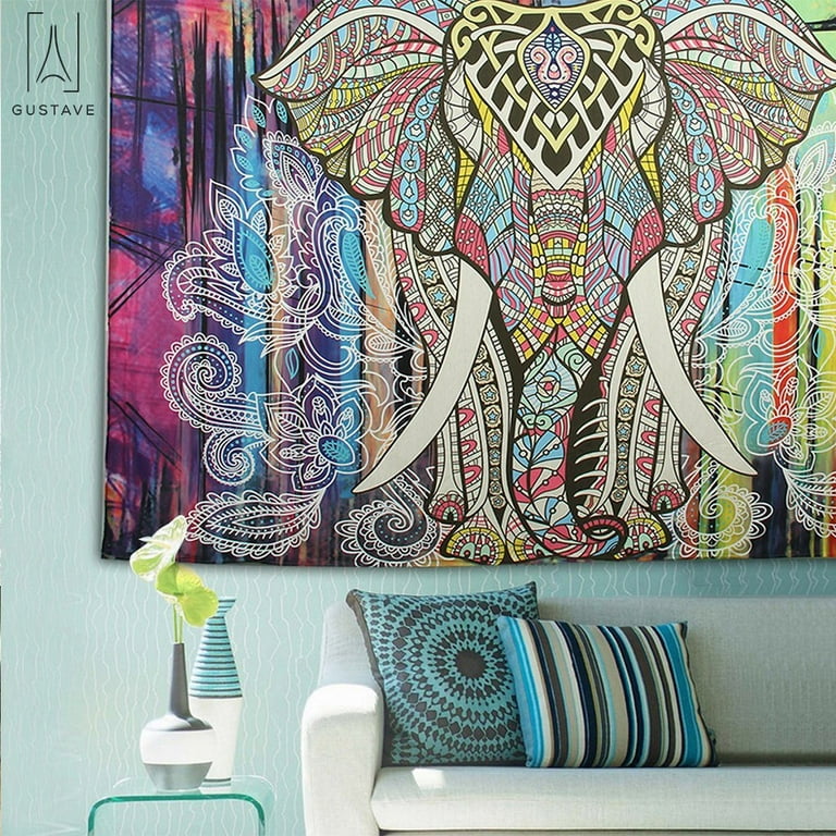 GustaveDesign Square Elephant Tapestry Wall Hanging Decor 57.09