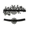 thumbnail image 1 of 2 piezas de ligas de novia con patrón de flores, accesorios de liga de encaje para baile de graduación Negro, 1 of 9
