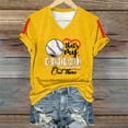 thumbnail image 6 of Yellow Women's Short Sleeve T-shirt, Women'S Baseball Season Solid Color Sports Top V Neck Loose Short Sleeved Shirt,Women's Short sleeve T-shirt S, 6 of 6