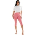 thumbnail image 6 of Cotton Capri Leggings Plain Pants Capris For Women Junior & PLUS Size, Pink, Medium, 6 of 6