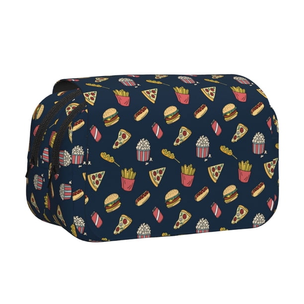 Disketp Fastfood Estuche de Lápices de Doble Capa con Tapa Abatible y Cremallera, Organizador Escolar para Adolescentes y Adultos