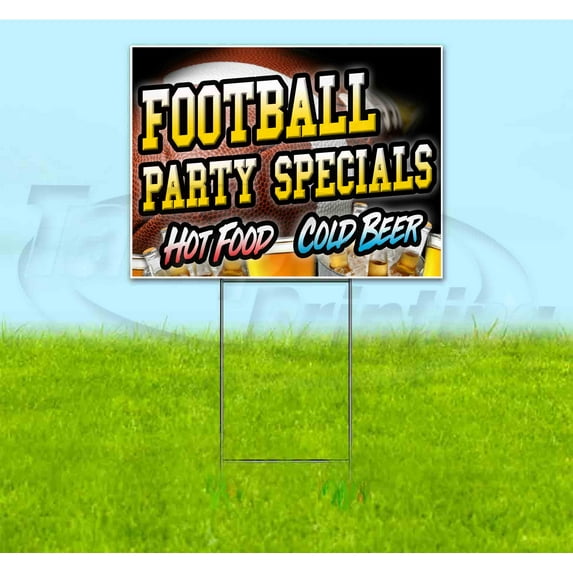 Football Drink Specials Hot Food Cold Beer (18"x24") Corrugated Plastic Yard Sign, Bandit, Lawn, Decorations, New, Advertising, USA