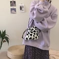 thumbnail image 2 of Bolso de hombro mullido con flores de vaca, bolso de mano de felpa para axila, bolso mullido, pequeño bolso de mano para mujer, Otoño Invierno, 2 of 4