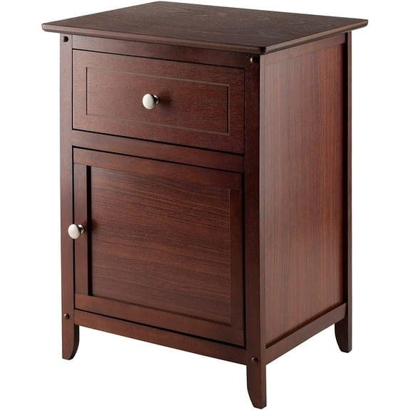 Winsome Wood Night Stand/ Accent Table with Drawer and Cabinet for Storage, Antique Walnut(Pack of 2)