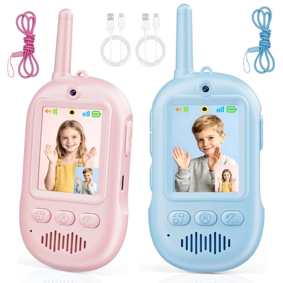 Kids Walkie Talkies with Camera, Walkie Talkies Rechargeable for Kids with Video Calling, 1000 FT Range, 4 Voice Changer Effects, Outdoor Toys for Boys & Girls Ages 3