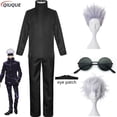 thumbnail image 2 of Disfraz de Gojo Satoru para hombre y niño, color negro y azul, con parche en el ojo, pelucas, gafas, uniformes de Anime para fiesta de Halloween, 110-3XL, 2 of 5