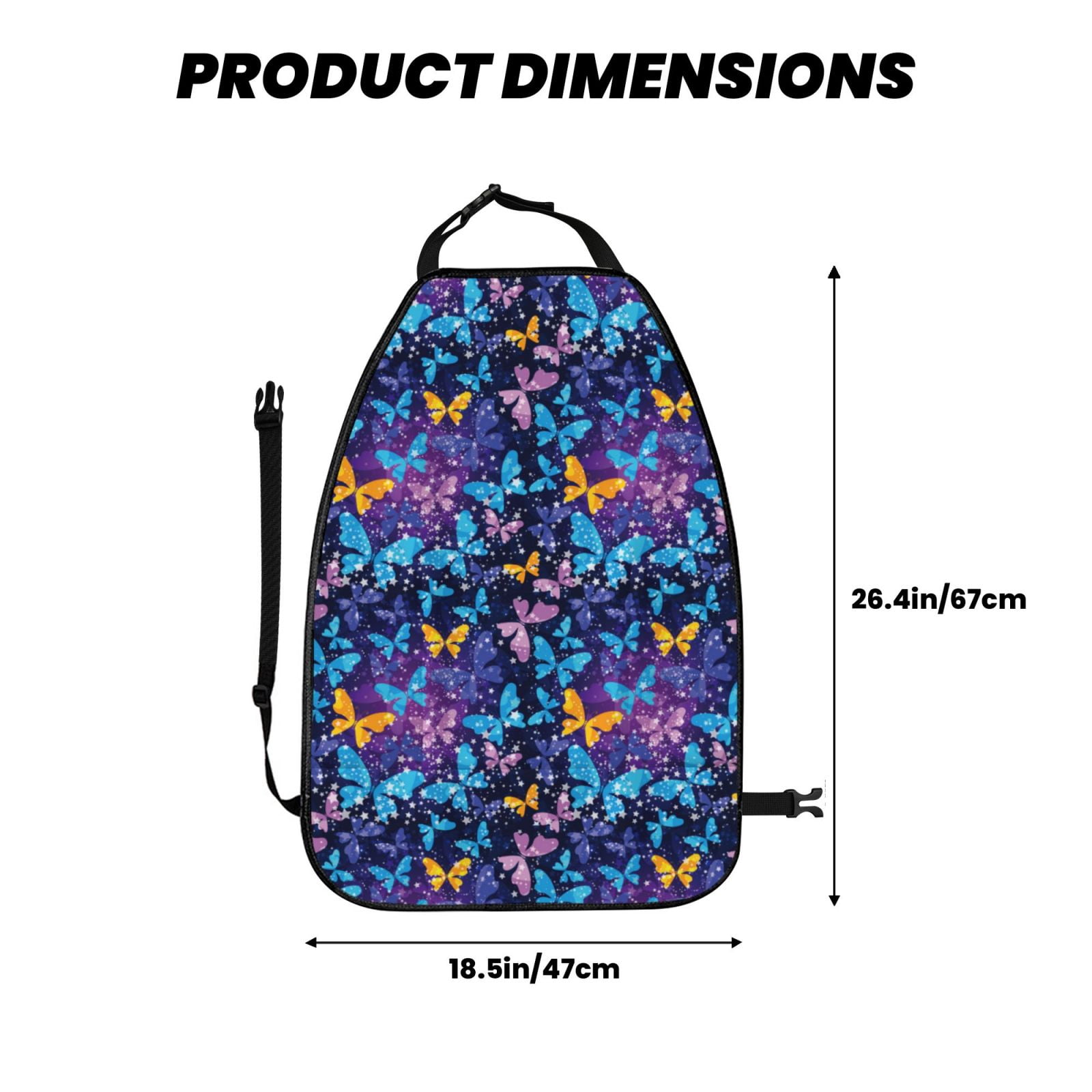 Kdxio Butterflies Of The Starry Sky Print 2 Pack Car Kick Mat Seat Cover Back Protector Mat with Pockets for Organizer Backseat Protector and Storage Anti Kick Pad for Vehicles