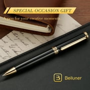 BEILUNER Black Luxury Gel Pens,Peerless Luxury Pen with 24K Gold Trim,The Exquisite Product Detail, Fancy Leather Box-Best Pen Gift Set for Men & Women-Executive, Office, Nice Designer Pens