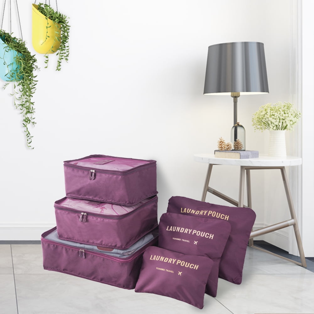 6-Piece Travel Packing Cubes Set - Compression Luggage Organizers, Wine Red, For Suitcases & Drawers - View #5