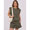 thumbnail image 4 of SHIBEVER 2 Piece Sets for Women Summer Casual Sleeveless Womens Tops and Shorts Set with Pockets Womens Clothing 2pcs Sets Green L, 4 of 10