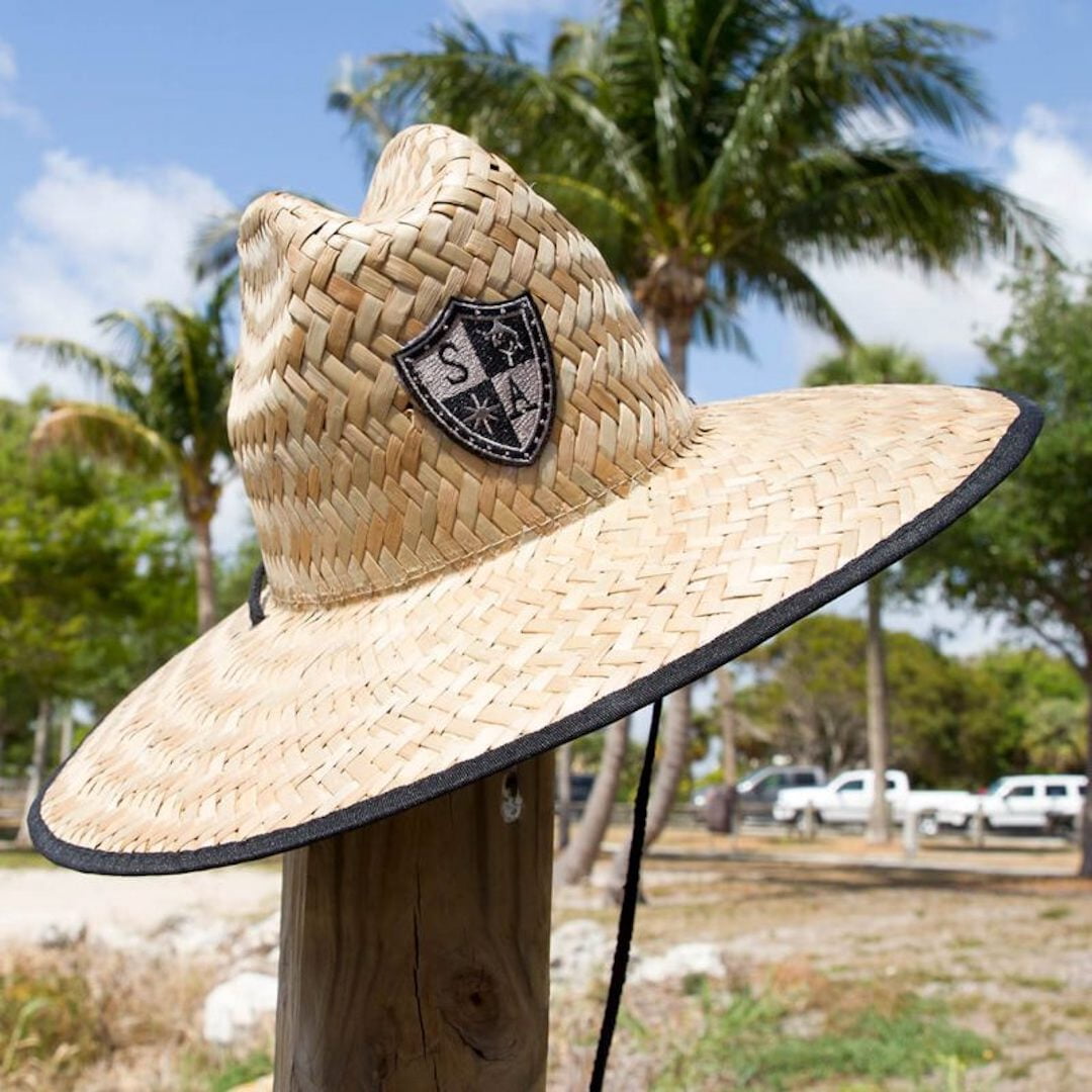 SA Company Straw Hat - Blackout American Flag Under Brim Straw