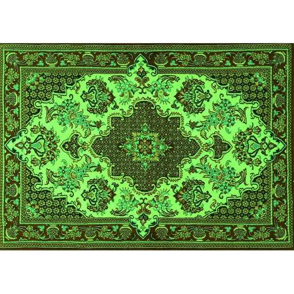 Ahgly Company Indoor Rectangle Medallion Green Traditional Area Rugs, 5' x 8'