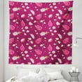 thumbnail image 1 of Daisy Flowers Tapestry, Tropical Dragon Fruit Romantic Blossoms Orderly Repeated Illustration, Fabric Wall Hanging Decor for Bedroom Living Room Dorm, 5 Sizes, Raspberry White, by Ambesonne, 1 of 1