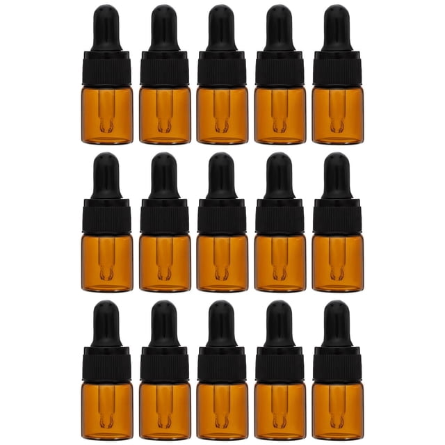 MasteelfCA 15pcs Refillable Essential Oil Bottles Glass Dropper Bottles Perfume Bottles (Brown)
