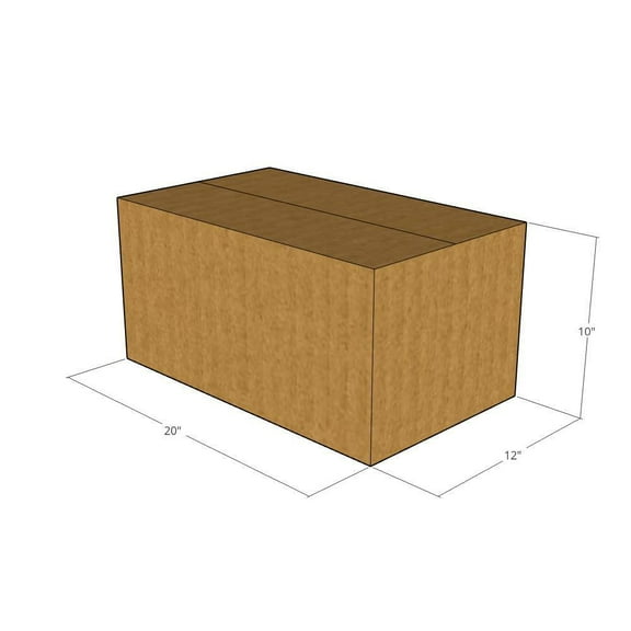20x12x10 Kraft Brown Corrugated Shipping Boxes, 32 ECT Single-Wall, Qty 25