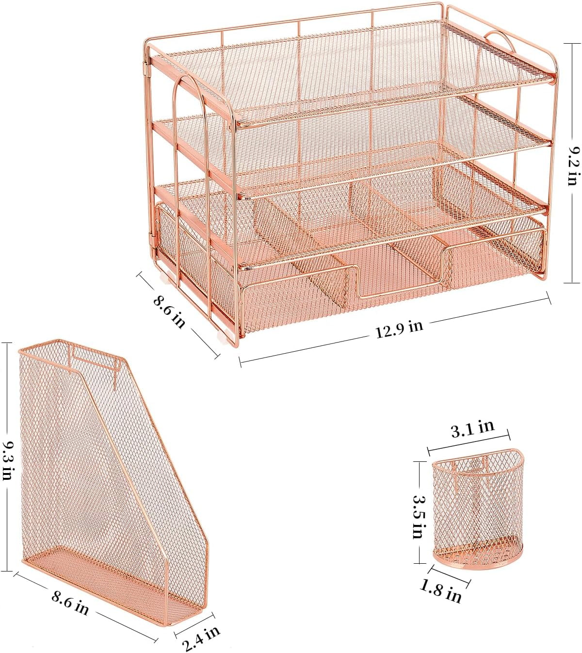 Desk Organizers, 5-Tier Paper Letter Tray Organizer With File Holder - View #6