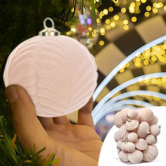 Christmas Tree Ornaments Set, 35 Pack Velvet Flocked Balls in Red Green White with Gift Box, Holiday Decoration Set for Tree, Party, Home, and Office Décor