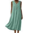 thumbnail image 2 of Antinious Ladies Summer Short Sleeve High Neck Loose Breathable Casual Long Dress, 2 of 5