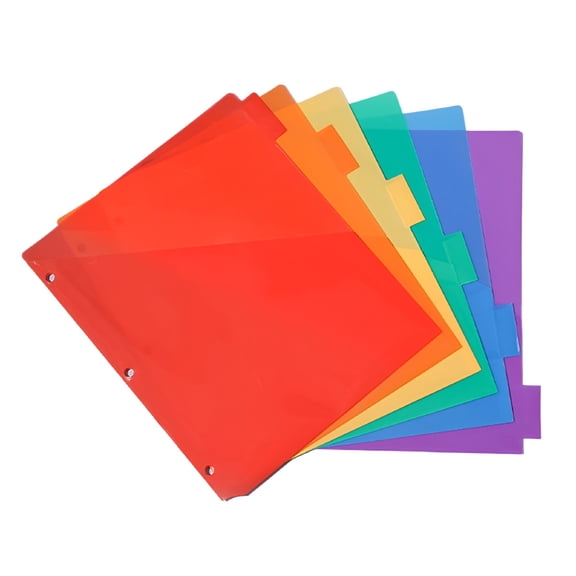 CCOCC Tab Binder Dividers Colorful Insertable 3 Ring Binder Tab Divider Rainbow Section Index Organizer Ring Notebook Dividing Pockets for Home Classroom Workplace