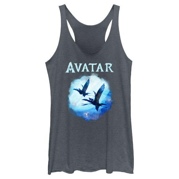 Women's Avatar: The Way of Water Great Leonopteryx Flight Logo  Racerback Tank Top Navy Blue Heather 2X Large