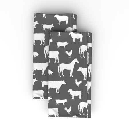

Cotton Sateen Dinner Napkins (Set of 2) - Farm Animal Grey Pink Coordinate Animals Little Arrow Pig Horse Cow Gray Farmhouse Nursery Print Cloth Dinner Napkins by Spoonflower
