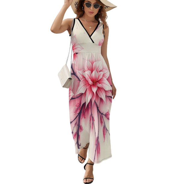 Ink Wash Flower Vestido Sin Mangas Vestidos Para Mujer, Vestido Suelto De Verano 2025