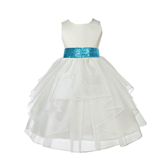 Ekidsbridal Ivory Shimmering Organza Satin Flower Girl Dress Birthday Party Formal Evening Junior Pageant Bridesmaid Gown 4613mh M