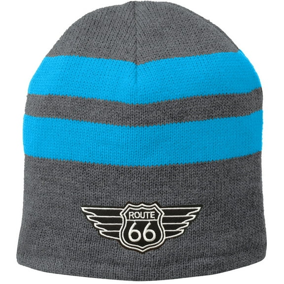 Buy Cool Shirts RT Route 66 Patch Acrylic Beanie Hat Cap, Athletic Oxford/Neon Blue