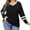 Black, variant on Spring Fall Women's Long Sleeve V-neck Casual Shirt Stripe Sleeve Loose Plus Size Tops