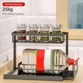 thumbnail image 4 of Mistaha 2-Pack Carbon Steel L-Shaped Kitchen Cabinet Storage Rack with Drainage Sink, 25kg Load Capacity, High Guardrail Design, Detachable, Pull-Out Drawer Basket, for Kitchen/Living Room/Bathroom,, 4 of 6