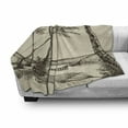 thumbnail image 3 of Tropical Soft Flannel Fleece Blanket, Sketch Style Hammock Sandy Beach with Palm Trees Travel Classic Hand Drawn, Cozy Plush for Indoor and Outdoor Use, 50" x 70", Cream Dark Brown, by Ambesonne, 3 of 6