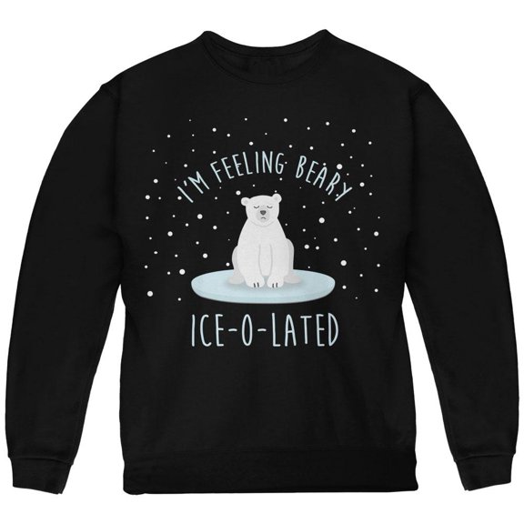 Winter Feeling Very Iceolated Isolated Polar Bear Pun Youth Sweatshirt Black YLG