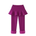 thumbnail image 3 of GYRATEDREAM Kid Girls Footless Leggings with Ruffle Tutu Skirt Fleece Lined Warm Thick Pantskirt Pants Tights 3-11 Years, 3 of 9