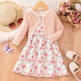 thumbnail image 2 of TAIAOJING Toddler Girls Long Sleeve Butterfly Floral Print Coat And Dress 2PCS Outfits Clothes Set For Children Kids Fall Winter Clothes For 2-3 Years, 2 of 9