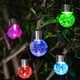 thumbnail image 3 of GIGALUMI Paquete de 8 luces solares colgantes, luces de decoración navideña con bola colgante de vidrio agrietado multicolor, luces solares para exteriores, linternas solares impermeables para jardín,, 3 of 4